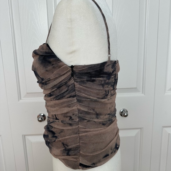 Zara Brown Ruched Crop Camisole - Picture 4 of 10